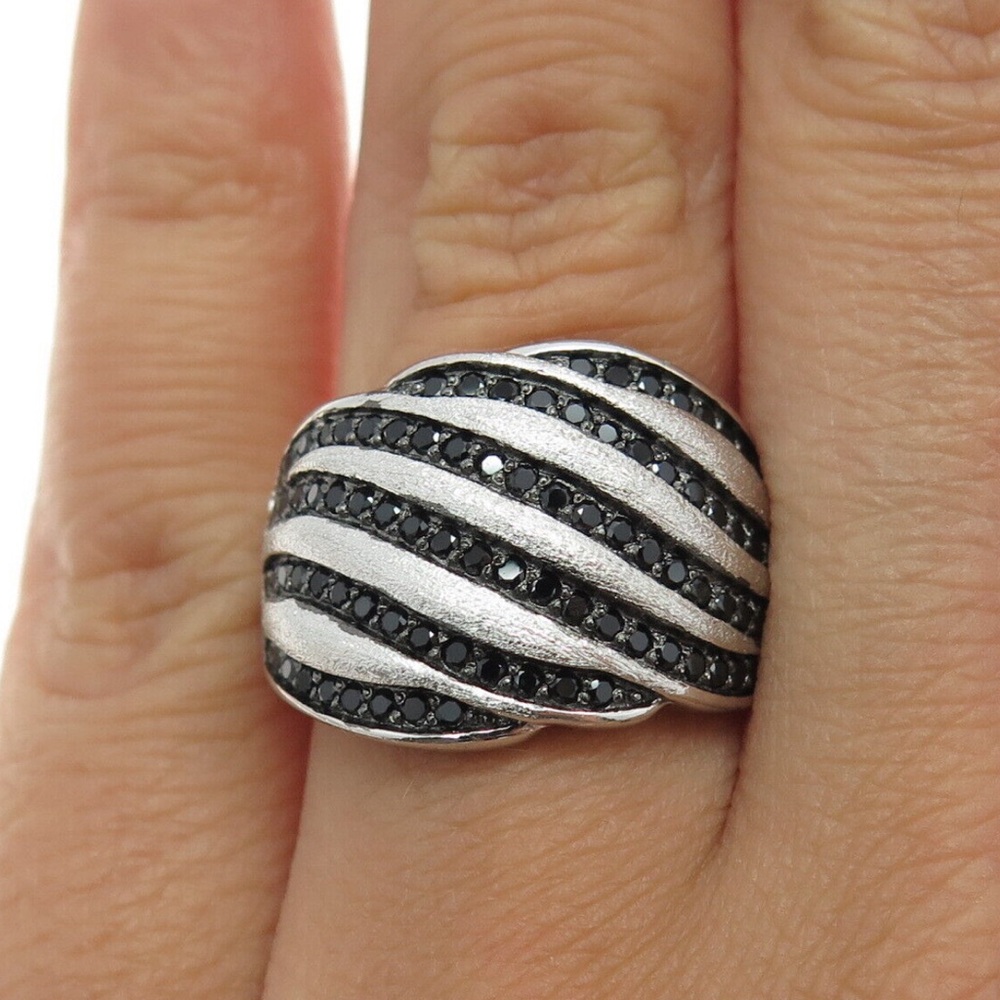 Sterling Silver 925 Wave Channel Ring